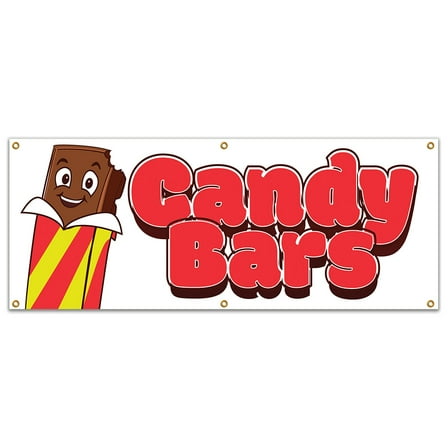 Candy Bars Banner 24" X 72" Heavy Duty 13 Oz Vinyl Banners with Grommets Single Sided