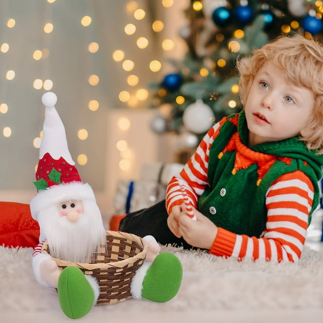 Candy Basket Santa Snowman Basket Desktop Ornaments Christmas