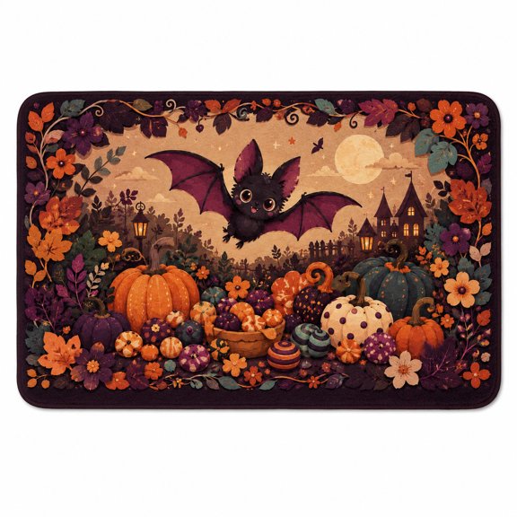 Candy Bat Moonless Garden Rectangle Rug for Reading Nook Fall