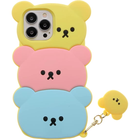 Candy Bear Case for iPhone 13 Pro Max 6.7", 3D Cute Candy Bear Case for Women Girls Teens Kids,Kawaii Lovely Stacked Candy Bear Soft Silicone Case for iPhone 13 Pro Max