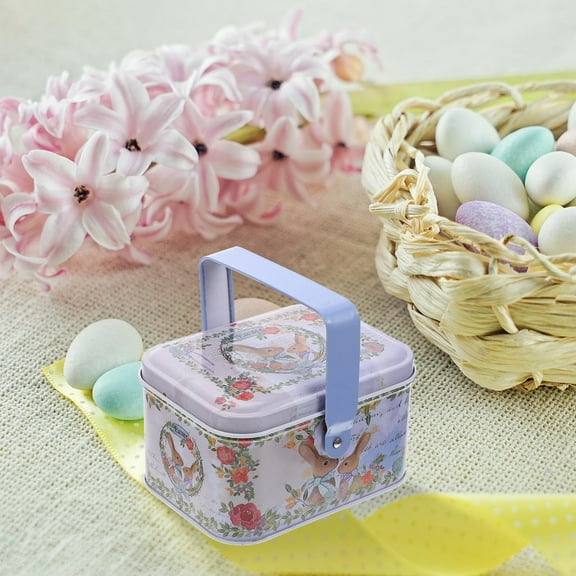 Candy Box Easter Candy Storage Jar Cookie Box Portable Tinplate Container With Handle,storage rack