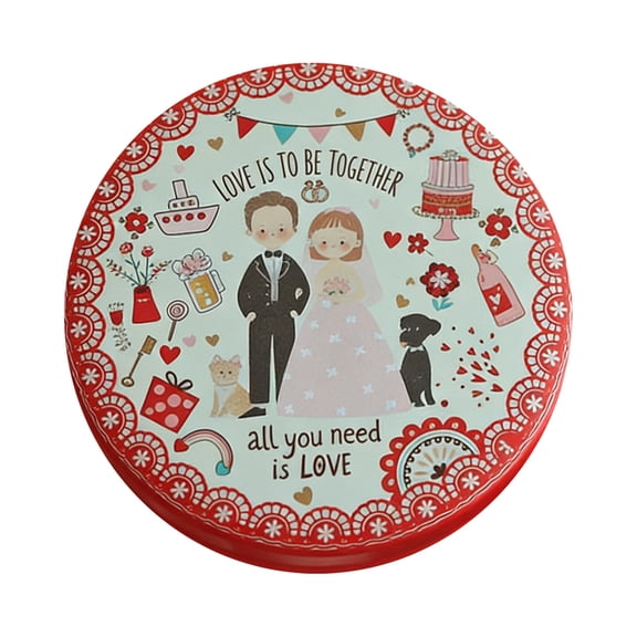 Candy Box Metal Tin with Lid Decorative Cookie Storage Jar for Biscuits Pastry Small Gift Box Vintage Round Tinplate Container for Party Favors Wedding Decor