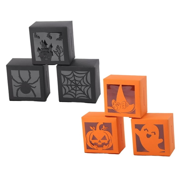 Candy Boxes,Halloween Candy Boxes with Clear Window,Trick or Treat Candy Boxes Cookies Goodie Boxes,Creative Cookie Boxes Chocolate Boxes Holiday,Square Cardboard Treat Boxes Decorative,Candy