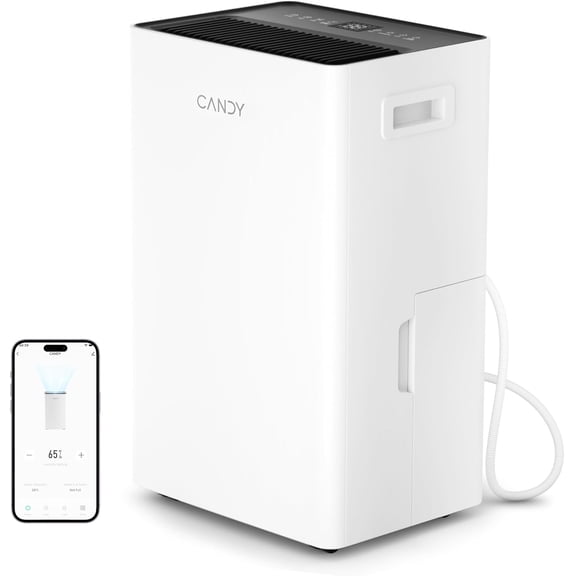 Candy Candy 25L/80 Pint Dehumidifier for Home, 4500 Sq.Ft Smart Basement Dehumidifier with Drain Hose, WiFi Portable Dehumidifier with Auto & Sleep Mode, 1.35 Gal Tank