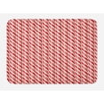 thumbnail image 1 of Candy Cane Bath Mat, Christmas Candies Pattern Diagonal Stripes Traditional Winter Sweets, Plush Bathroom Decor Mat with Non Slip Backing, 29.5" X 17.5", Red Cream, by Ambesonne, 1 of 2