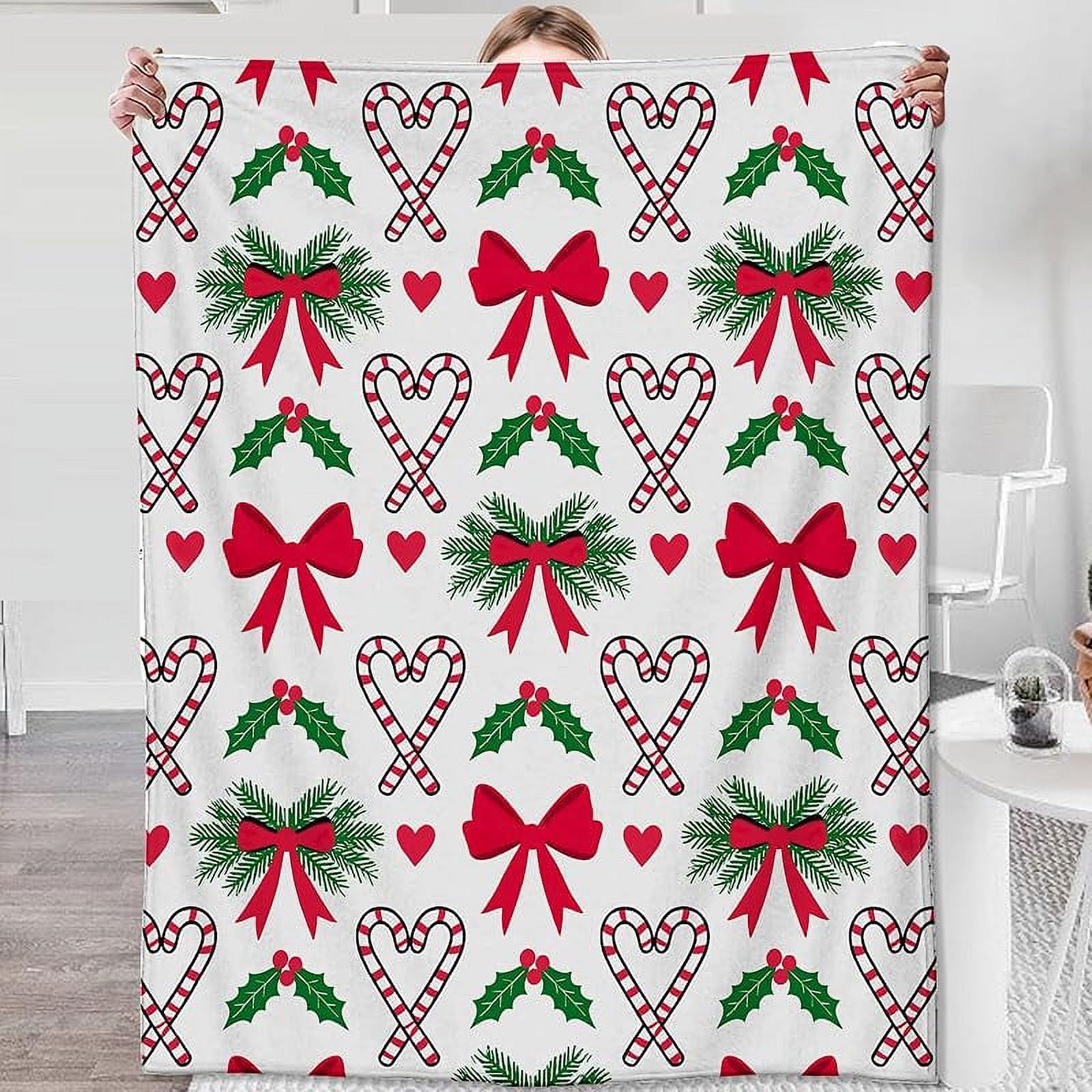 Candy Cane Blanket Gifts for Adult Kids, Candy Cane Decor Gifts for