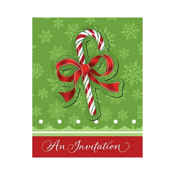 Candy Cane Bliss Party Invitations And White Envelopes - 4in. x 5in. - 8 Pack (896910)