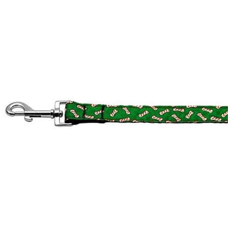 Candy Cane Bones Nylon and Ribbon Collars . 1 in. wide x 6 Leash