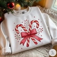 thumbnail image 1 of Candy Cane Bow Embroidery Sweatshirt, Christmas Candy Embroidery Shirt, Holiday Ornament Machine Embroidery Shirt, Embroidery Tshirt, 1 of 5