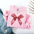 thumbnail image 1 of Candy Cane Bow Sweatshirt: Pink Ribbon Crewneck Tshirt All Size S-5XL, 1 of 5