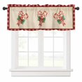 thumbnail image 1 of Candy Cane Bow Valances for Windows Christmas Winter Retro Rod Pocket Curtain Valance Window Treatment Short Curtains for Kitchen Living Room, 42"x12", 1 of 5