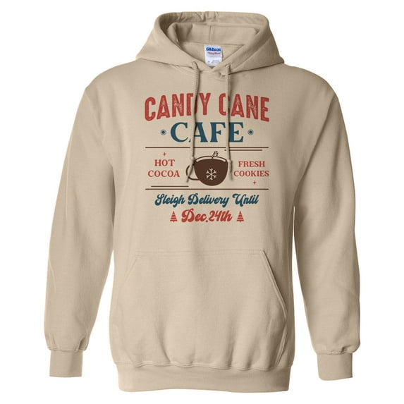 Candy Cane Cafe Hoodie Sweatshirt Unisex 2X-Large Sand
