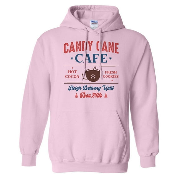 Candy Cane Cafe Hoodie Sweatshirt Unisex Large Pink