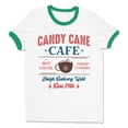 thumbnail image 1 of Candy Cane Cafe Ringer Tee Shirt Unisex Large White/Kelly Green, 1 of 5