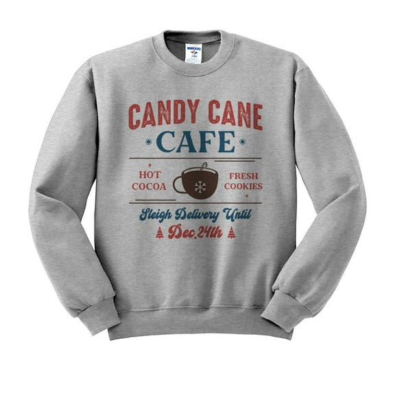 Candy Cane Cafe Sweatshirt Unisex Small Grey
