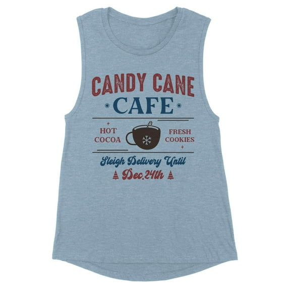 Candy Cane Cafe Women's Muscle Tank Medium Stonewash Denim