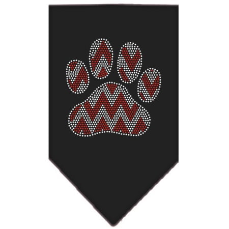 Mirage Pet Candy Cane Chevron Paw Rhinestone Bandana Black Small