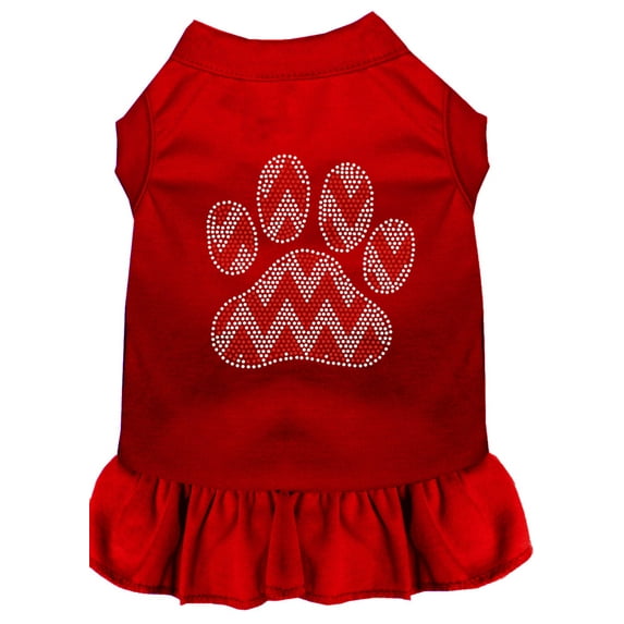 Christmas Pet Dog Cat Dress Rhinestone, "Candy Cane Chevron Paw"