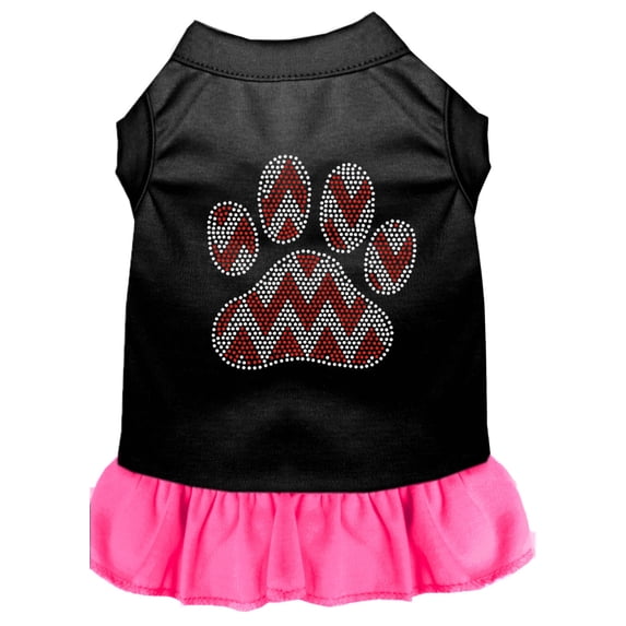 Christmas Pet Dog Cat Dress Rhinestone, "Candy Cane Chevron Paw"