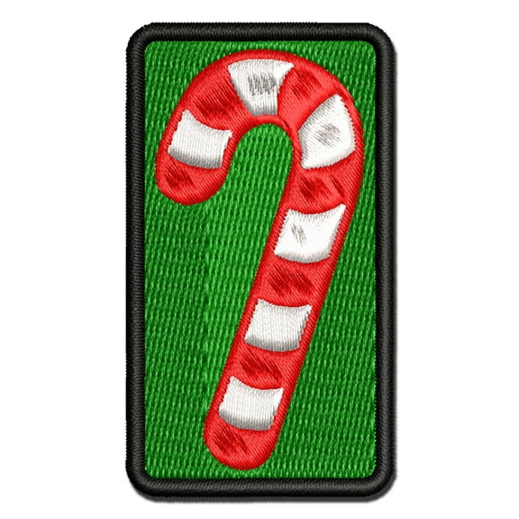 Candy Cane Christmas Applique Multi-Color Embroidered Iron-On Patch - 3 Inch Medium