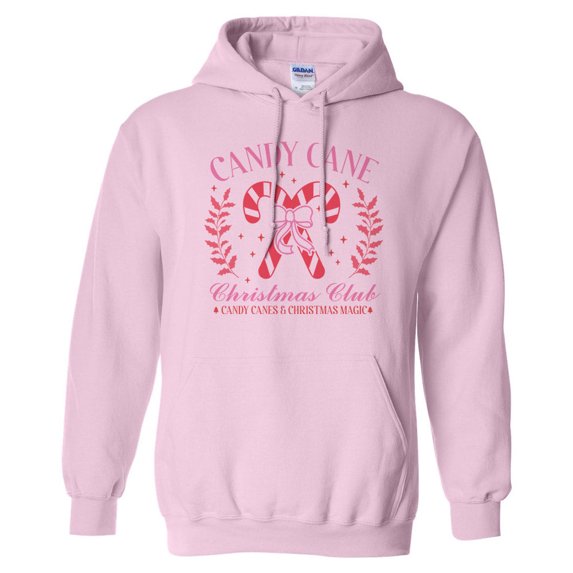 Candy Cane Christmas Club Hoodie Sweatshirt Unisex 5X-Large Pink