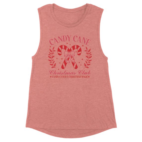 Candy Cane Christmas Club Women's Muscle Tank Medium Desert Pink