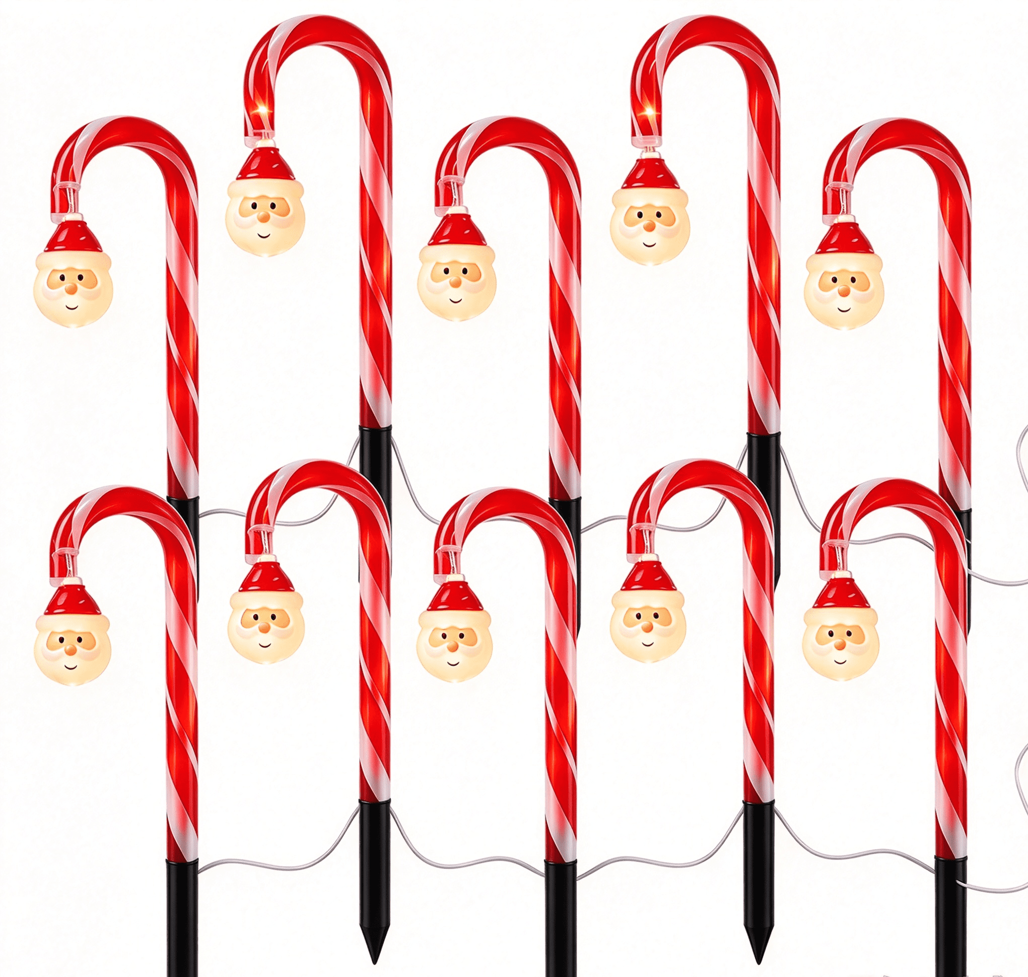 Candy Cane Christmas Decorations, 5 Pcs Solar Santa Candy Cane Stake ...