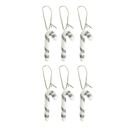 Candy Cane Christmas Decorations, Candy Cane Hanging Ornaments for Xmas Tree Holiday Party Supplies Decoration Favors (Silver)