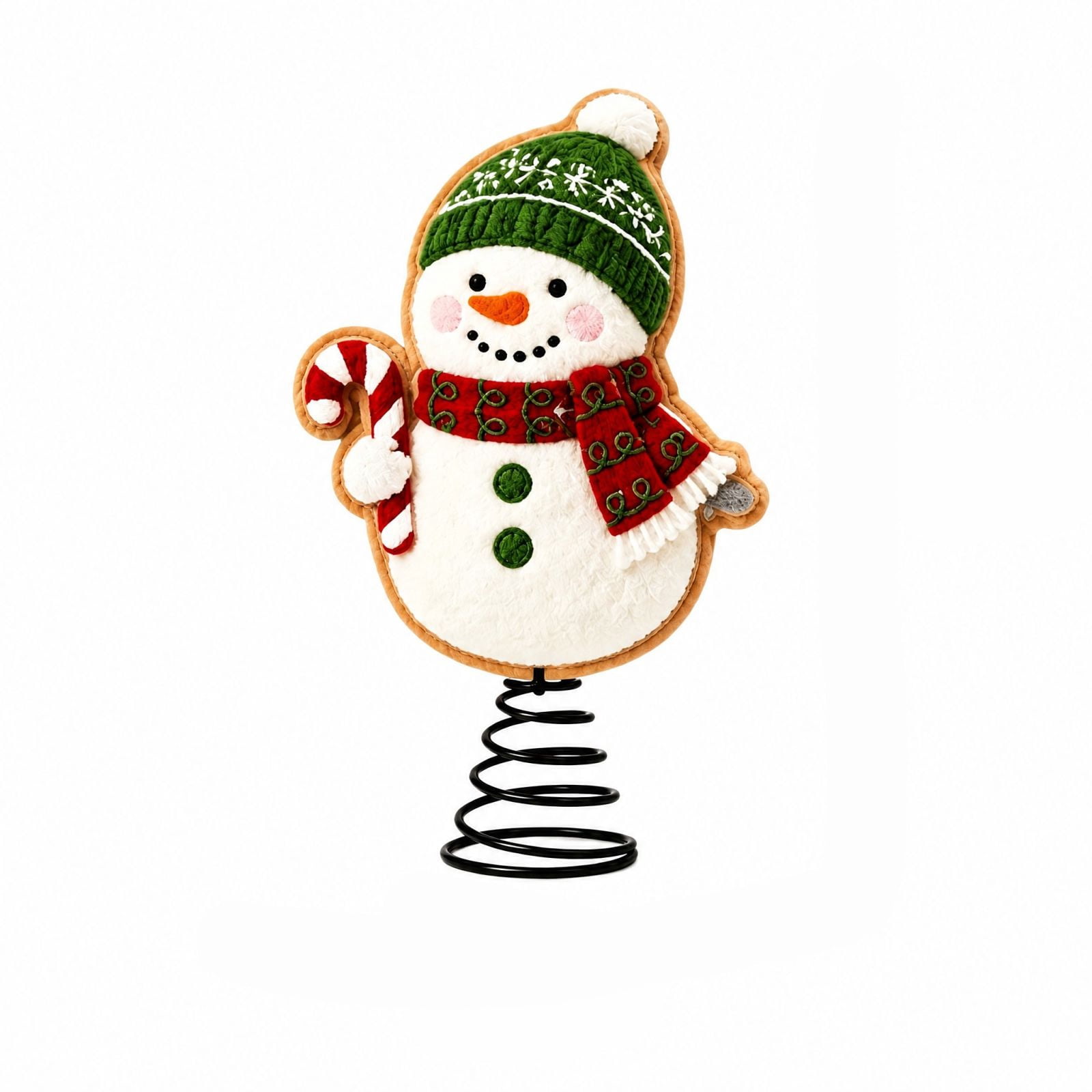Candy Cane Christmas Decorations Felt Snowman Spring Bobble with Knit ...