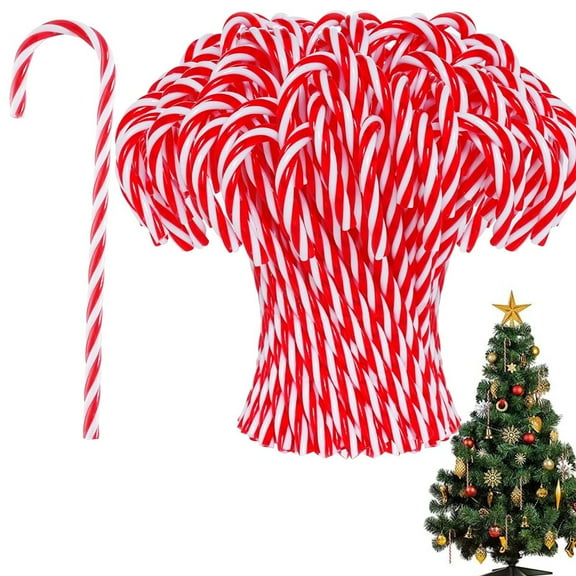 Candy Cane Christmas Decorations Tutuviw 40 Pcs Red & White Candy Canes Plastic Peppermint Hanging Ornament Christmas Tree Candy Cane Ornaments for Xmas Gift Party Decor(Red and White)