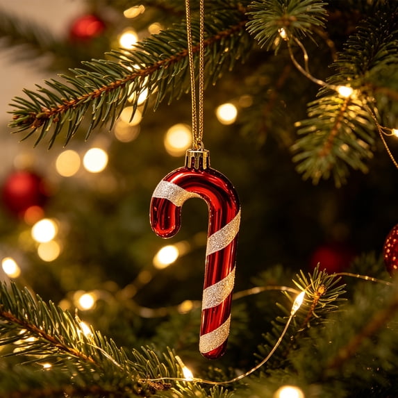 Candy Cane Christmas Ornaments 4.92", Shatterproof Red Holiday Decoration, Modern Farmhouse Tree Hanging, Window Hanging, Christmas Gift