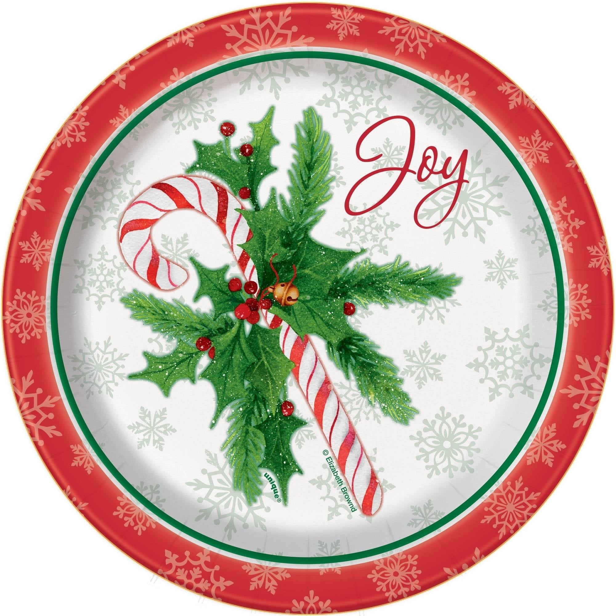 Candy Cane Christmas Paper Dessert Plates, 7in, 8ct