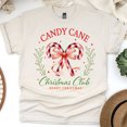 thumbnail image 1 of Candy Cane Christmas T-Shirt | Holiday Bow Graphic Tee, Natural, Size 3XL, 1 of 5