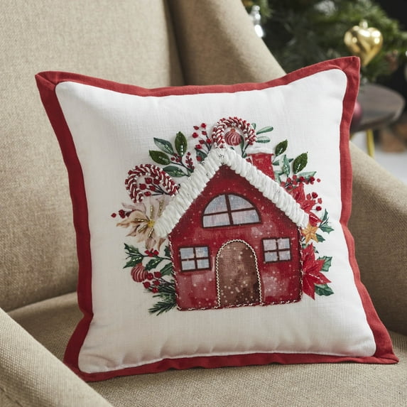 VHC Brands Candy Cane Cottage Pillow 12x12