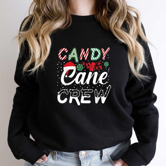 Candy Cane Crew Funny Christmas Candy Cane Costume X-Mas Holiday Graphic - Premium Fabric SW7929 Unisex Sweatshirt, Up to Size 5XL