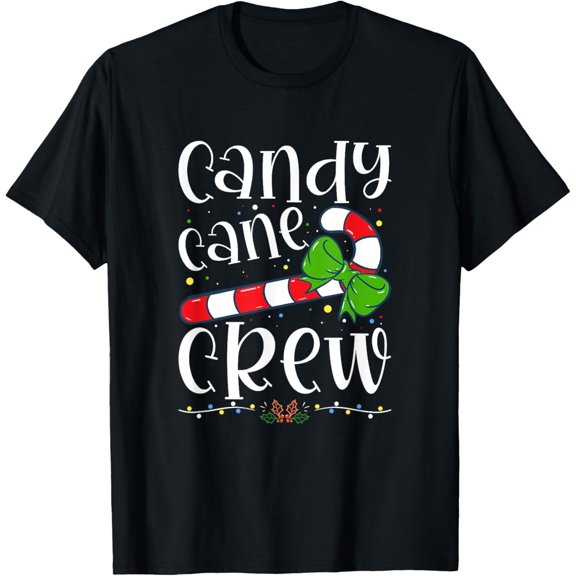 Candy Cane Crew Funny Christmas Candy Lover X-mas T-Shirt Men women T-shirt black, gift. Sizes: S, M,L, XL, 2XL, 3XL, 4XL
