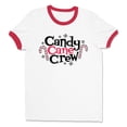 thumbnail image 1 of Candy Cane Crew Ringer Tee Shirt Unisex Small White/Red, 1 of 5