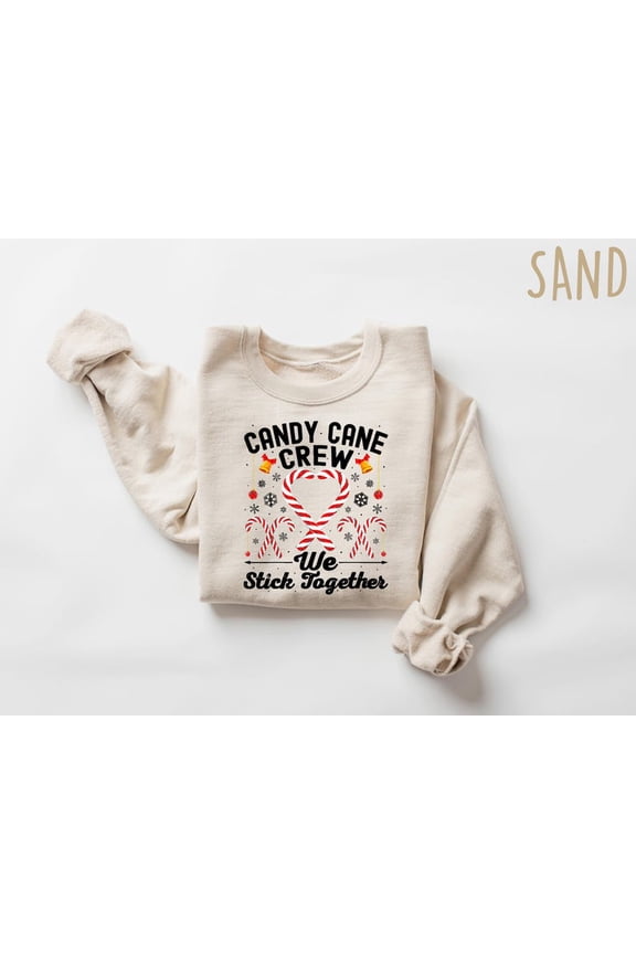 Candy Cane Crewneck Sweatshirt, We Stick Together Sweater - Sizes S-5XL ,Art Print JSC