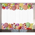 thumbnail image 1 of Ambesonne Candy Cane Curtains 2 Panel Set, Holiday Snacks Frame, 108" x 96", Multicolor, 1 of 3