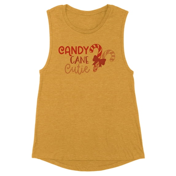 Candy Cane Cutie Women's Muscle Tank X-Large Antique Gold