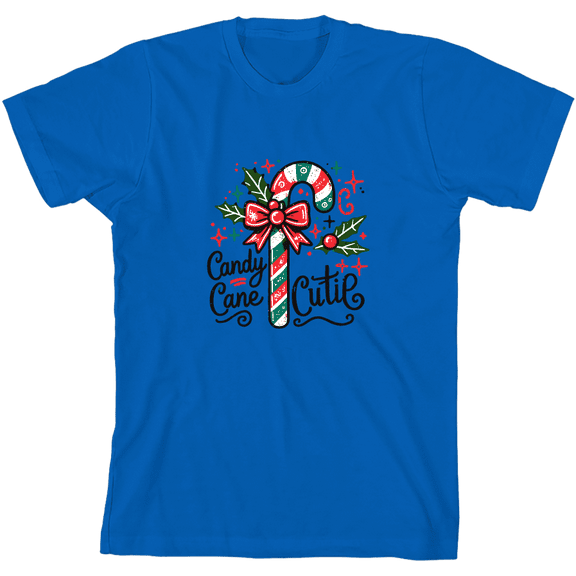 Candy Cane Cutie Youth Natural Crew Neck Short Sleeve Tee-Medium