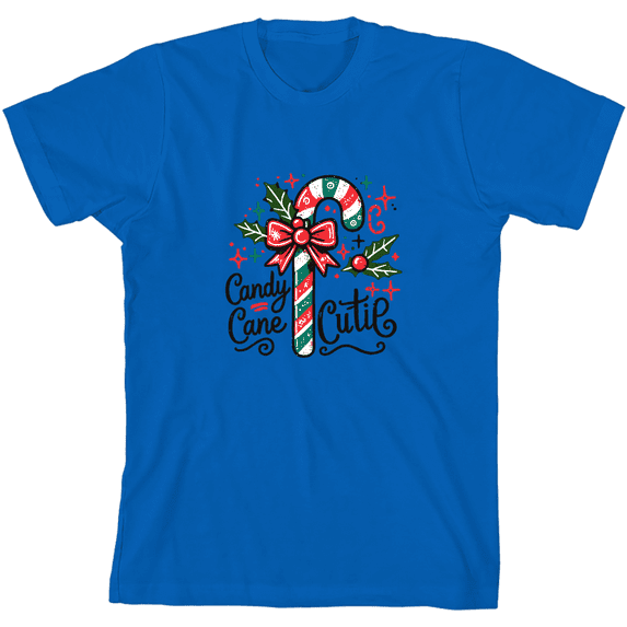 Candy Cane Cutie Youth Natural Crew Neck Short Sleeve Tee-XXL
