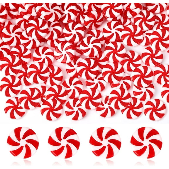 Candy Cane Decorations, 50Pcs Plastic Fake Candy Peppermint Candy Ornaments Red and White Christmas Candy Ornaments