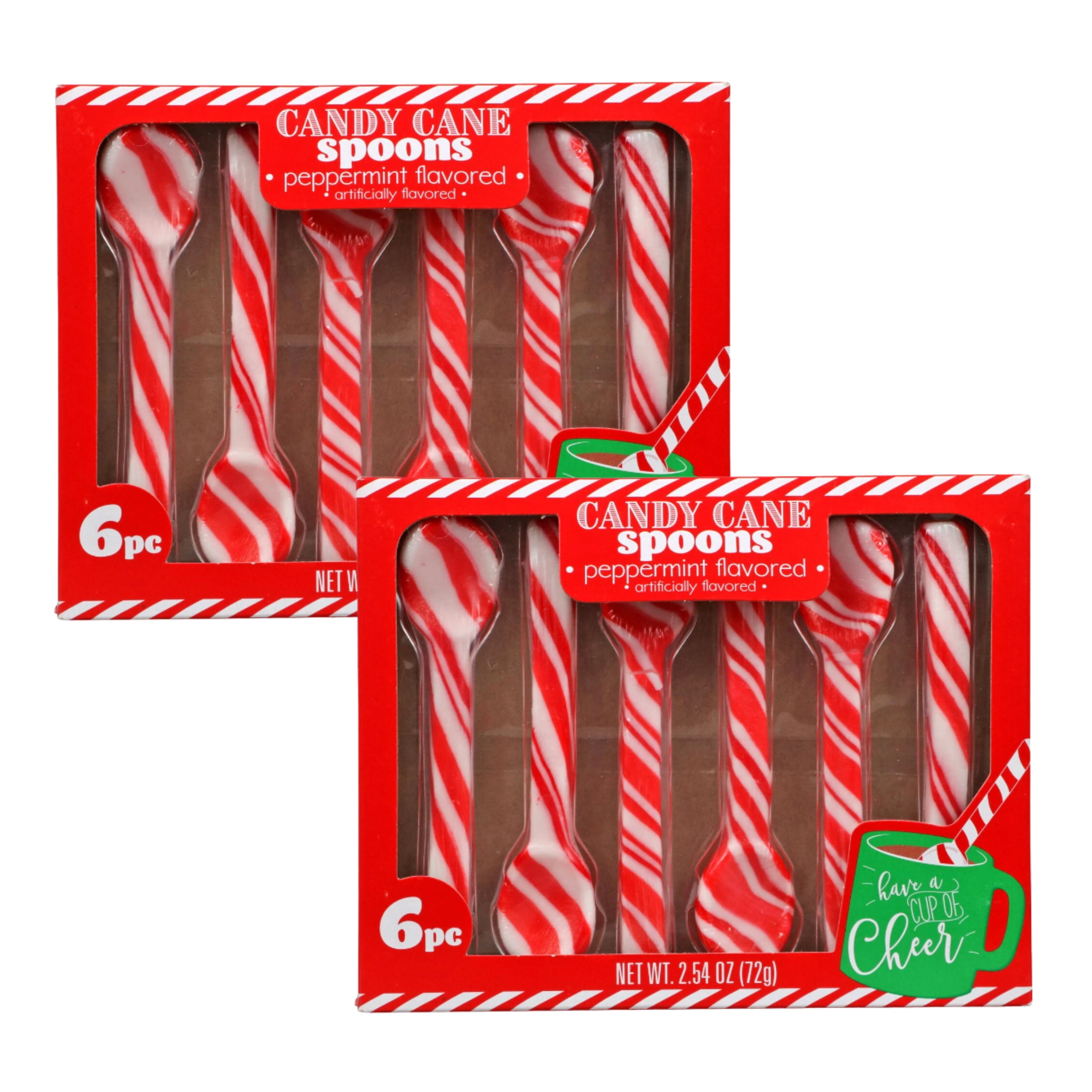 Candy Cane Edible Spoons Peppermint Flavored 6pc Delicious Colorful Classic Xmas Candy for Hot