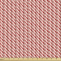 Ambesonne Candy Cane Fabric by the Yard Upholstery, Red Christmas Sweets, 5 Yards, Red Cream