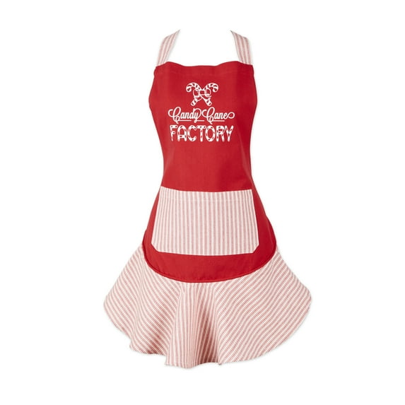 Candy Cane Factory Ruffle Apron