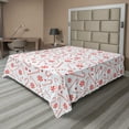 thumbnail image 1 of Ambesonne Candy Cane Flat Sheet, Holiday Food, King Size, Red White Coconut, 1 of 1