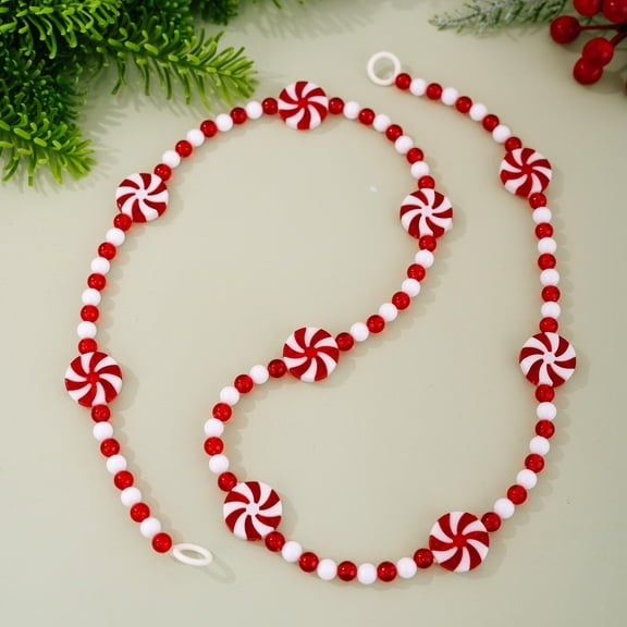 Candy Cane Garland,Christmas Tree Candy Garland,Christmas Decorations Hanging Peppermint Garland for Meeting Wreaths Home Fireplace Ornaments(Red)