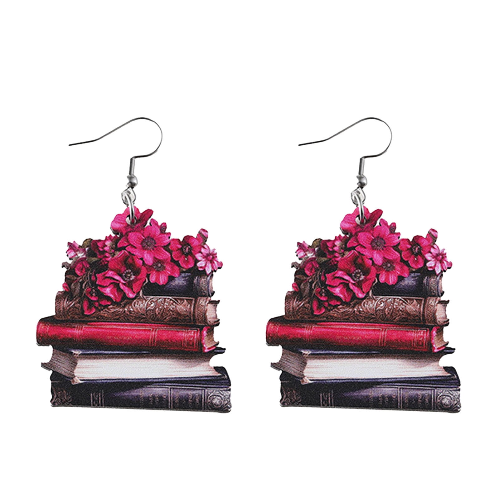 Candy Cane Garland with Lights Stain Glass Window Flowers Bookstack