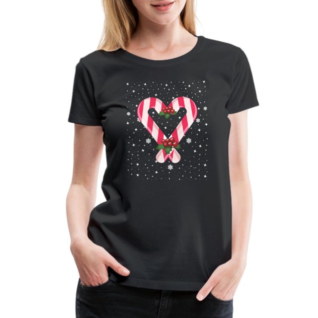 Candy Cane Hearts Christmas Xmas Holidays Santa Women's Premium TShirt